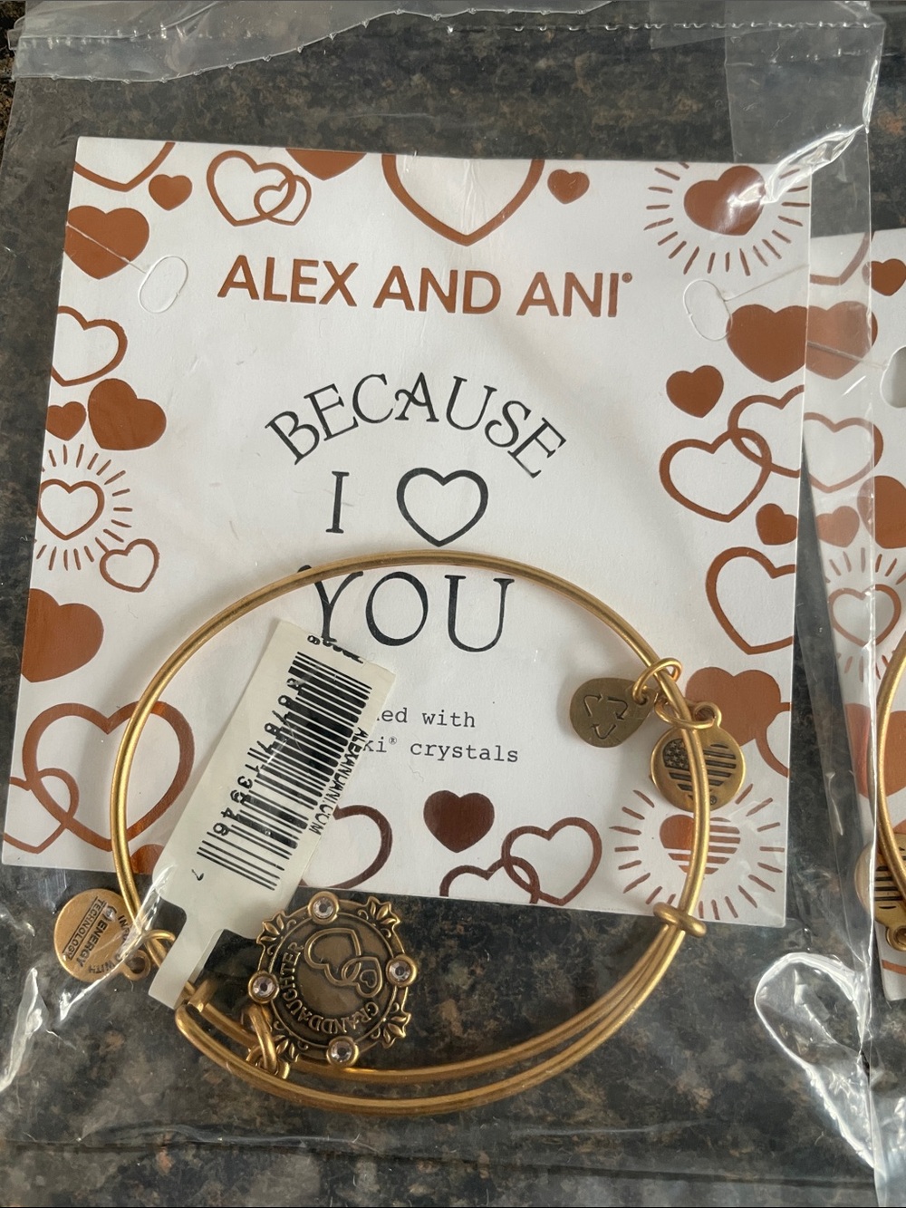 Alex and Ani Gold Because I Love You/ Granddaughter Expandable Bangle